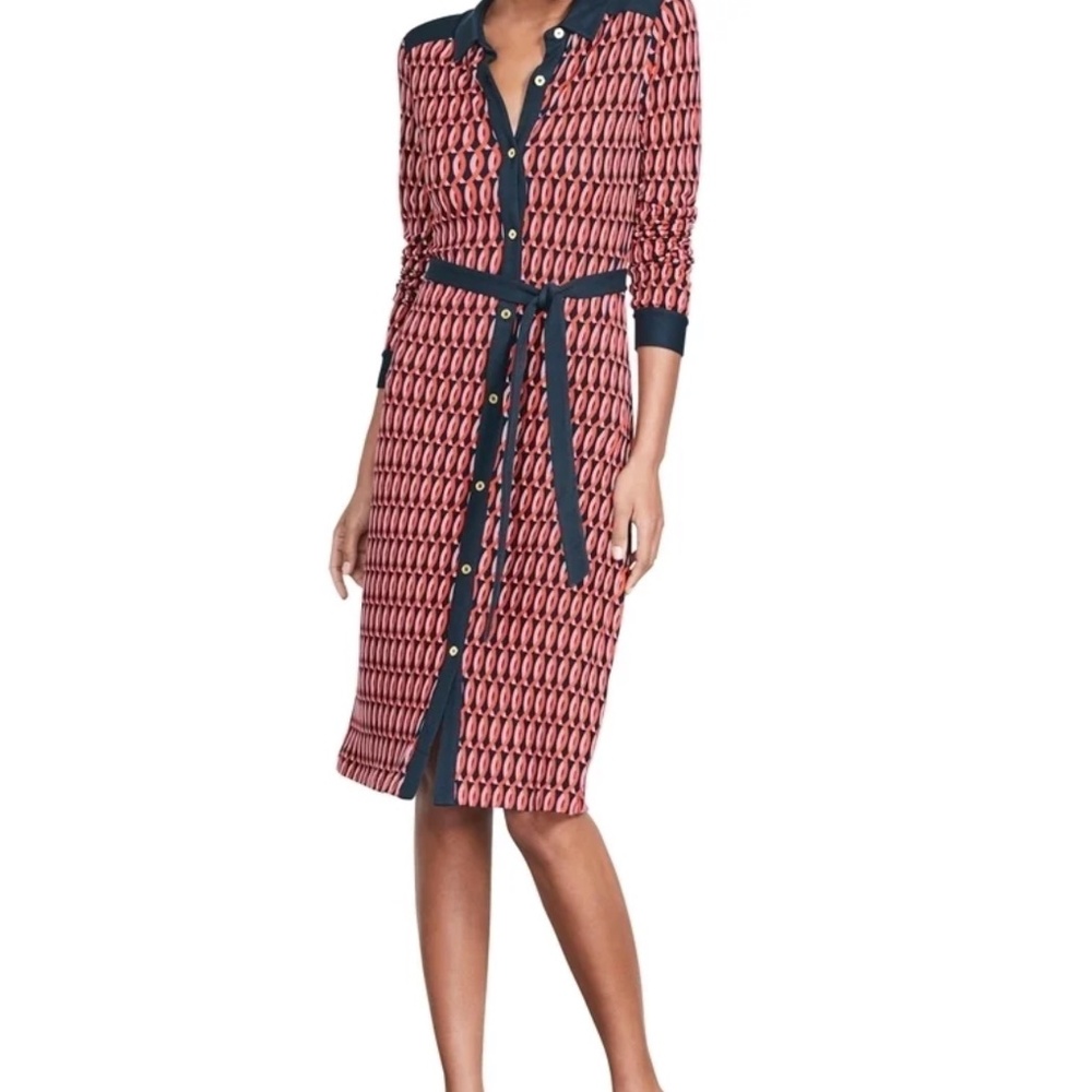 Boden Samara Jersey Dress - Melon Crush Crescent Geo Size 12 EUC